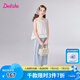 笛莎（DEESHA）童裝兒童女童套裝2025夏季新款中大童甜美時(shí)尚馬甲套裝 米色 150