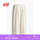 H&M女裝休閑褲2025氣質(zhì)簡約高腰寬松直筒通勤商務(wù)西褲長褲1264877 奶油色 L 170/88