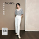 MO&Co.【秦嵐同款C+系列神褲】牛仔褲2025夏新品土耳其棉中腰MBE2JEN014 牛仔白色 S /S