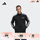 adidas休閑舒適三條紋立領夾克外套男裝秋季阿迪達斯官方輕運動 黑色/白(推薦選大一碼) M
