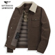 七匹狼【石墨烯抗靜電】羽絨服男士冬季燈芯絨翻毛領(lǐng)男裝外套 棕色 XL