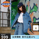 dickies背后字母LOGO牛仔機(jī)械師翻領(lǐng)夾克外套休閑百搭男女同款 中間藍(lán) M