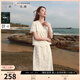 三彩大碼女裝2025夏季新款刺繡上衣半身裙兩件套裝萊賽爾氣質(zhì)胖MM 米白色花卉 L 165/92B