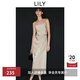 LILY微光裙2025春法式一字領(lǐng)不對稱(chēng)收腰高級感茶歇裙吊帶連衣裙女 716淺卡其 L