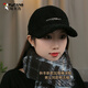 啄木鳥(niǎo)（TUCANO）保暖羊羔絨鴨舌帽女休閑刺繡字母棒球帽秋冬加厚護耳寬檐顯臉小 黑色-羊羔絨棒球帽 均碼 可調節54-60cm