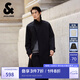 杰克·瓊斯（JACK&JONES）七夕情人節(jié)禮物 25年男裝秋季中長(zhǎng)款風(fēng)衣外套男寬松大衣商務(wù)休閑 E40黑色 寬松版 卡碼拍小 M （175）