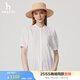 哈吉斯（HAZZYS）女裝 2025夏季新款女士立領鏤空花邊短袖襯衫女ATCSK1CBK51 白色WT M (160/84A 38)