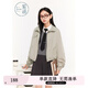 紫涵（ZIHAN）紫涵美式簡(jiǎn)約短款外套女秋季小個(gè)子寬松百搭翻領(lǐng)夾克上衣 米色 S