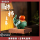 BOSSY故宮風(fēng)文創(chuàng)事事如意大象桌面裝飾擺件辦公室書房書桌喬遷生日禮物 柿柿吉象+實木底座【云錦禮盒】
