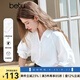 百圖betu女裝2025夏季新款襯衫法式插肩泡泡袖七分袖襯衫女2503D14 白色 M