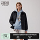 Teenie Weenie小熊棉服女冬裝簡約休閑風(fēng)時髦翻領(lǐng)輕薄棉服外套短上衣 黑色 S (160)