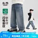左西男童牛仔褲春秋款防褪色2025新款兒童耐褲直筒褲子秋裝 牛仔色160