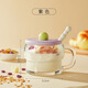 拓進(jìn)德國進(jìn)口品質(zhì)早餐杯帶蓋勺牛奶杯把手燕麥透明杯子高顏值玻璃杯酸 紫色-300ml【帶蓋+勺子】