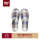 無(wú)印良品（MUJI）男女通用 棉法蘭絨 厚底拖鞋 男鞋女鞋秋冬季 藏青色格紋 42
