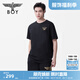 BOY LONDON【小logo】春夏情侶款簡約休閑雙色針織短袖T恤N01916 黑色 XL