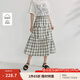 茵曼黑白格鹽縮肌理半身裙2025夏季女裝新款不規(guī)則松緊腰a字裙子 黑白格 XL