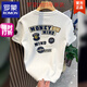 羅蒙（ROMON）2025夏季時(shí)尚男士T恤圓領(lǐng)百搭休閑打底半袖貼標印花字母潮流短袖t 白色 XL 125-140斤