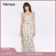 Fabrique【郁花園】小飛袖印花連衣裙女2024夏季新款 草綠 M