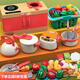 脘錸兒童廚房玩具套裝女孩過(guò)家家做飯仿真廚具灶臺男孩寶寶小禮物3歲6 紅色灶臺34件