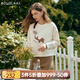Olrain【七夕】歐芮兒杏色圓領(lǐng)衛(wèi)衣女早秋新款百搭寬松休閑刺繡長袖 杏色 M