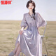 恒源祥刺繡連衣裙女夏季2025新款高級感紫風(fēng)鈴氣質(zhì)寬松茶歇中長(cháng)款裙子 紫色 XL 建議130-145斤