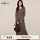 伊芙麗（eifini）蔣欣代言氣質(zhì)修身顯瘦豎坑條針織裙女冬裝新款流行套裝 咖啡 套裝 M 160/84A/