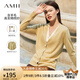 AMII假兩件新款針織衫女款V領(lǐng)開衫毛衣外套氣質(zhì)薄款寬松上衣 蘇黃 155/64A/S