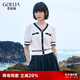 歌莉婭小香風(fēng)套裝時尚微胖夏氣質(zhì)針織上衣黑色半身裙兩件套1B2CAA30A 00B黑色 XL