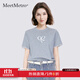 MeetMetro瑪依爾青春減齡印花短袖T恤女2025夏新款甜酷少女風(fēng)上衣 灰色【現貨閃電發(fā)】 S