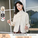 香影（xiangying）新中式國風(fēng)純羊毛短外套女2025秋季新款盤扣小個子雙面呢大衣 米色V641675 S