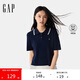 GAP女裝2025春季新款小熊刺繡polo翻領(lǐng)棉質(zhì)短袖針織衫上衣729114