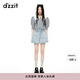 DZZIT【爆款補單】愛心老花地素牛仔短褲夏季抽繩工藝褲子女 藍色(短褲) M
