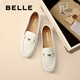 百麗（Belle）秀氣樂福鞋女2025秋新商場(chǎng)同款質(zhì)感羊皮通勤樂福鞋E3C1DCA5 米白 37