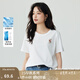 茵曼（INMAN）純棉舒適女裝logo繡花短袖t恤女時尚百搭休閑2025夏季新品上衣 米白色全棉-F18525135 L