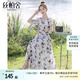 絲柏舍法式連衣裙2025春夏新款女裝優(yōu)雅撞色蝴蝶收腰中長裙