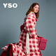 YSO【禮物系列】睡衣女格子絨感長(cháng)款外套女秋冬保暖百搭開(kāi)衫睡袍  M