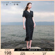 三彩大碼女裝2025夏季新款法式復(fù)古波點(diǎn)連衣裙V領(lǐng)短袖胖MM
