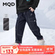 馬騎頓（MQD）冬季男大童潮酷休閑百搭加絨工裝風牛仔褲 原牛仔色 150