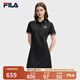 FILA 斐樂官方女裝針織連衣裙2025秋季新款時(shí)尚休閑防曬涼感POLO裙 正黑色-BK XL 175/92A/XL