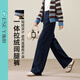 ESE-Y逸陽(yáng)2025冬季加絨保暖不易掉色丹寧藍直筒牛仔褲女新款闊腿褲子 深藍色 27
