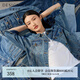 迪賽尼斯2024年春季新款美式復古風(fēng)通勤短款寬松長(cháng)袖牛仔短外套女 牛仔藍 S
