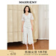 MAXRIENY優(yōu)雅復(fù)古感釘珠領(lǐng)連衣裙開(kāi)衩裙子仙女長(zhǎng)裙 米白 S 01/34