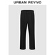 UR2026春季新款男裝休閑簡(jiǎn)約半松緊腰褶飾錐形褲UMB650007 黑色 30