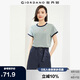 佐丹奴T恤女裝純棉刺繡撞色邊甜美元氣少女圓領短袖t恤女05322395