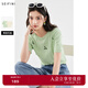 詩凡黎（'SEIFINI）詩凡黎圓領短袖綠色鉤花針織衫2024年夏新款薄荷曼波短款套頭衫女 淺綠 M 160/85CM