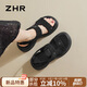 ZHR涼鞋女時(shí)尚厚底休閑運(yùn)動(dòng)風(fēng)單涼鞋女夏季外穿增高女鞋 KY36 黑色36