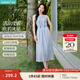 茵曼法式度假風(fēng)背心連衣裙女2025年夏季新品歐若風(fēng)藍(lán)色無袖長裙子 藍(lán)色 M