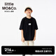 little MO&Co.5A抑菌 little moco童裝25春裝新款男女童短袖圓領純棉T恤親子裝 黑色 150 150/72