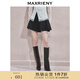 MAXRIENY不規(guī)則腰頭時尚復古紐扣褲子短褲女褲裙 黑色 M