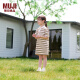 無印良品（MUJI）大童 天竺編織 條紋 polo連衣裙 女童童裝裙子夏季 CB03CC4A 煙灰紫色條紋 130/64A
